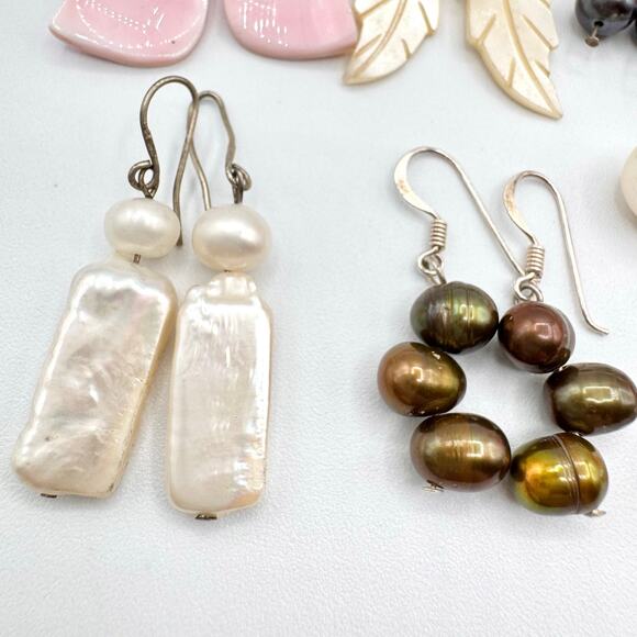 20 Pair Genuine Pearl Shell Earring Lot Pearlcore Sirencore Beach Wedding Bridal - Picture 6 of 16